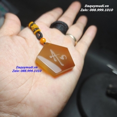 MẶT DÂY CHUYỀN KHẮC CHỮ AN ĐÁ MÃ NÃO VÀNG CAM TỰ NHIÊN