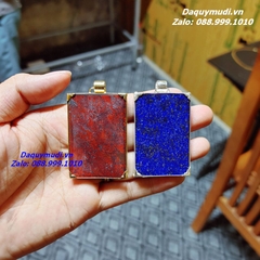 MẶT DÂY CHUYỀN ĐÁ NGỌC BÍCH ĐỎ BỌC ĐỒNG VÀNG
