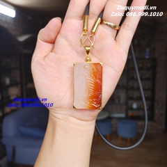 MẶT DÂY CHUYỀN THUẬN BUỒM XUÔI GIÓ ĐÁ MÃ NÃO NHẬT NGUYỆT BỌC VÀNG 10K