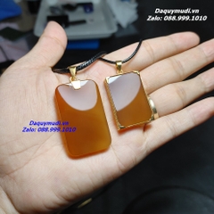 MẶT DÂY CHUYỀN VÔ SỰ BÀI ĐÁ MÃ NÃO VÀNG CAM TỰ NHIÊN