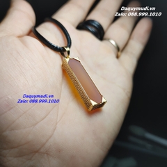 DÂY CHUYỀN VÔ SỰ BÀI ĐÁ MÃ NÃO VÀNG CAM TỰ NHIÊN - BỌC VÀNG 10K