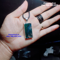 MẶT DÂY CHUYỀN BĂNG NGỌC THUỶ TẢO, ĐÁ MÃ NÃO THUỶ SINH BỌC VIỀN BẠC