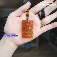 MẶT DÂY CHUYỀN THUẬN BUỒM XUÔI GIÓ ĐÁ MÃ NÃO CAM TỰ NHIÊN