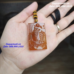 MẶT DÂY CHUYỀN THUẬN BUỒM XUÔI GIÓ ĐÁ MÃ NÃO CAM TỰ NHIÊN