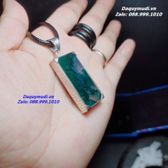MẶT DÂY CHUYỀN BĂNG NGỌC THUỶ TẢO, ĐÁ MÃ NÃO THUỶ SINH BỌC VIỀN BẠC