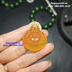 MẶT DÂY CHUYỀN PHẬT DI LẶC ĐÁ MÃ NÃO VÀNG CAM TỰ NHIÊN