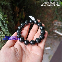 VÒNG TAY NGỌC BÍCH ĐEN TỰ NHIÊN 14MM