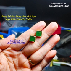 BÔNG TAI NỮ NGỌC BÍCH XANH BỌC VÀNG 10K
