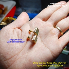 BÔNG TAI NỮ NGỌC BÍCH XANH BỌC VÀNG 10K