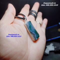 MẶT DÂY CHUYỀN BĂNG NGỌC THUỶ TẢO BỌC VIỀN BẠC