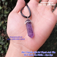MẶT DÂY CHUYỀN LỤC GIÁC ĐÁ THẠCH ANH TÍM TỰ NHIÊN - CÓ BỌC BẠC
