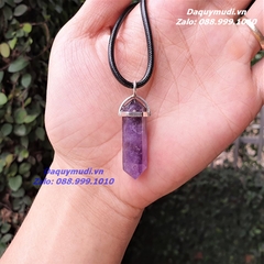 MẶT DÂY CHUYỀN LỤC GIÁC ĐÁ THẠCH ANH TÍM TỰ NHIÊN - CÓ BỌC BẠC