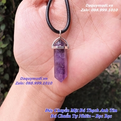 MẶT DÂY CHUYỀN LỤC GIÁC ĐÁ THẠCH ANH TÍM TỰ NHIÊN - CÓ BỌC BẠC