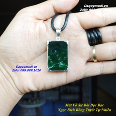 MẶT DÂY CHUYỀN NGỌC BÍCH XANH BÔNG TUYẾT BỌC BẠC