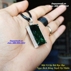 MẶT DÂY CHUYỀN NGỌC BÍCH XANH BÔNG TUYẾT BỌC BẠC
