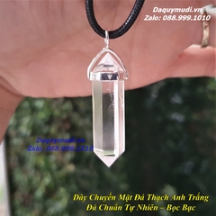 MẶT DÂY CHUYỀN LỤC GIÁC ĐÁ THẠCH ANH TRẮNG TỰ NHIÊN - CÓ BỌC BẠC