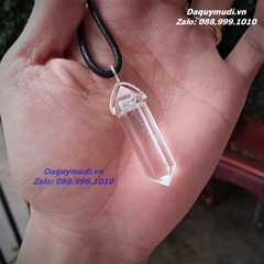 MẶT DÂY CHUYỀN LỤC GIÁC ĐÁ THẠCH ANH TRẮNG TỰ NHIÊN - CÓ BỌC BẠC