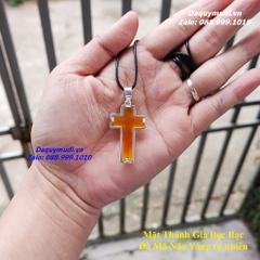 MẶT DÂY CHUYỀN THÁNH GIÁ ĐÁ MÃ NÃO VÀNG BỌC BẠC