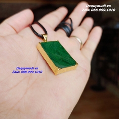 Mặt Dây Chuyền Ngọc Bích Xanh Bọc Vàng Cao Cấp