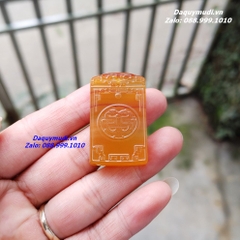 MẶT DÂY CHUYỀN VÔ SỰ BÀI KHẮC HOA VĂN CỔ ĐÁ MÃ NÃO VÀNG CAM TỰ NHIÊN