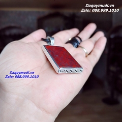 MẶT DÂY CHUYỀN VÔ SỰ BÀI ĐÁ MÀU ĐỎ - ĐÁ NGỌC BÍCH ĐỎ BỌC BẠC