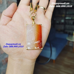 MẶT DÂY CHUYỀN THUẬN BUỒM XUÔI GIÓ ĐÁ MÃ NÃO NHẬT NGUYỆT BỌC VÀNG 10K