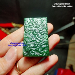 Mặt Dây Chuyền Rồng Phượng Ngọc Bích Xanh