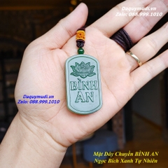 MẶT DÂY CHUYỀN KHẮC CHỮ BÌNH AN NGỌC BÍCH XANH TỰ NHIÊN