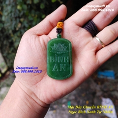 MẶT DÂY CHUYỀN KHẮC CHỮ BÌNH AN NGỌC BÍCH XANH TỰ NHIÊN