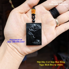 MẶT DÂY CHUYỀN CÁ CHÉP HOÁ RỒNG NGỌC BÍCH ĐEN TỰ NHIÊN