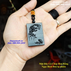 MẶT DÂY CHUYỀN CÁ CHÉP HOÁ RỒNG NGỌC BÍCH ĐEN TỰ NHIÊN