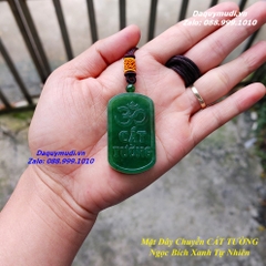 MẶT DÂY CHUYỀN KHẮC CHỮ CÁT TƯỜNG NGỌC BÍCH XANH TỰ NHIÊN