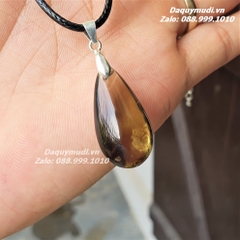 MẶT DÂY CHUYỀN ĐÁ THẠCH ANH ĐEN KHÓI HÌNH GIỌT NƯỚC
