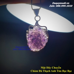 MẶT DÂY CHUYỀN CHÙM ĐÁ THẠCH ANH TÍM BỌC BẠC