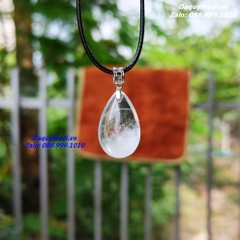 MẶT DÂY CHUYỀN HÌNH GIỌT NƯỚC ĐÁ THẠCH ANH TRẮNG TỰ NHIÊN