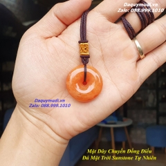 MẶT DÂY CHUYỀN ĐỒNG ĐIẾU ĐÁ MẶT TRỜI SUNSTONE MÀU CAM