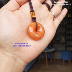 MẶT DÂY CHUYỀN ĐỒNG ĐIẾU ĐÁ MẶT TRỜI SUNSTONE MÀU CAM