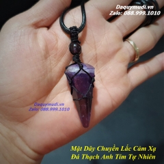MẶT DÂY CHUYỀN LẮC CẢM XẠ ĐÁ THẠCH ANH TÍM TỰ NHIÊN