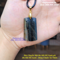 DÂY CHUYỀN NAM MẶT ĐÁ MẮT HỔ XANH GHI TỰ NHIÊN