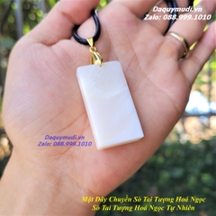 MẶT DÂY CHUYỀN HÌNH CHỮ NHẬT SÒ TAI TƯỢNG HOÁ NGỌC TỰ NHIÊN