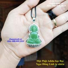 MẶT DÂY CHUYỀN PHẬT ADIDA NGỌC ĐÔNG LINH BỌC BẠC