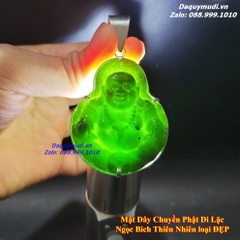 MẶT DÂY CHUYỀN PHẬT DI LẶC NGỌC BÍCH XANH BỌC BẠC - HÀNG VIP