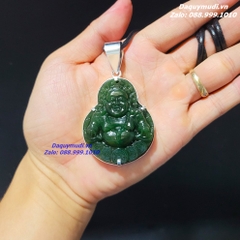 MẶT DÂY CHUYỀN PHẬT DI LẶC NGỌC BÍCH XANH BỌC BẠC - HÀNG VIP