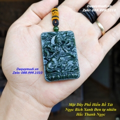 MẶT DÂY CHUYỀN BỒ TÁT PHỔ HIỀN NGỌC BÍCH XANH SAPHIA TỰ NHIÊN