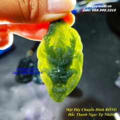 MẶT DÂY CHUYỀN HÌNH RỒNG NGỌC BÍCH XANH SAPHIA TỰ NHIÊN