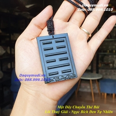 MẶT DÂY CHUYỀN THẺ BÀI LÔI THUỶ GIẢI NGỌC BÍCH ĐEN TỰ NHIÊN