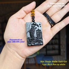MẶT DÂY CHUYỀN THUẬN BUỒM XUÔI GIÓ NGỌC BÍCH ĐEN TỰ NHIÊN