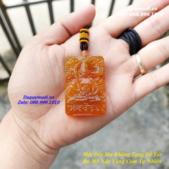 MẶT DÂY CHUYỀN HƯ KHÔNG TẠNG BỒ TÁT ĐÁ MÀU VÀNG CAM - ĐÁ MÃ NÃO