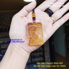 MẶT DÂY CHUYỀN HÌNH HỔ ĐÁ MÀU VÀNG CAM - ĐÁ MÃ NÃO