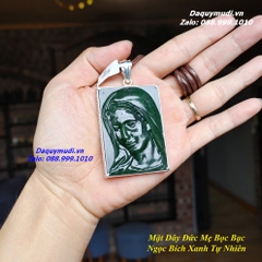 MẶT DÂY CHUYỀN ĐỨC MẸ NGỌC BÍCH XANH BỌC BẠC